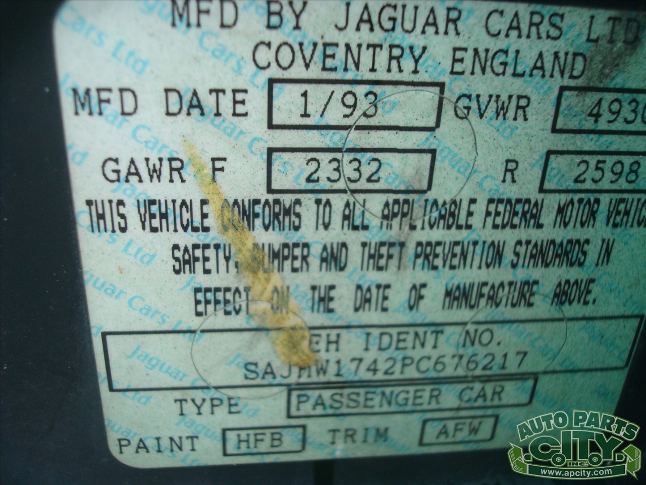 Jaguar XJ Sedan XJ6 1993