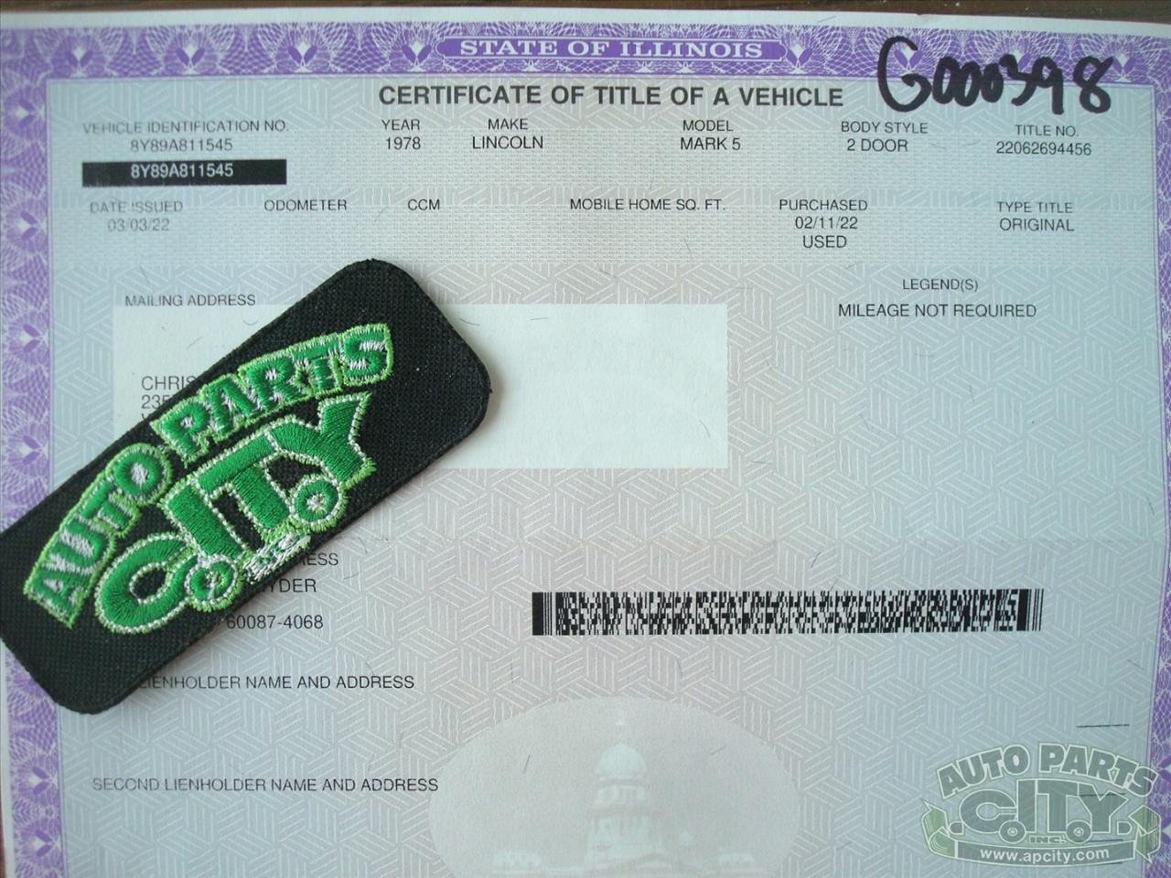 Lincoln Mark V  1978