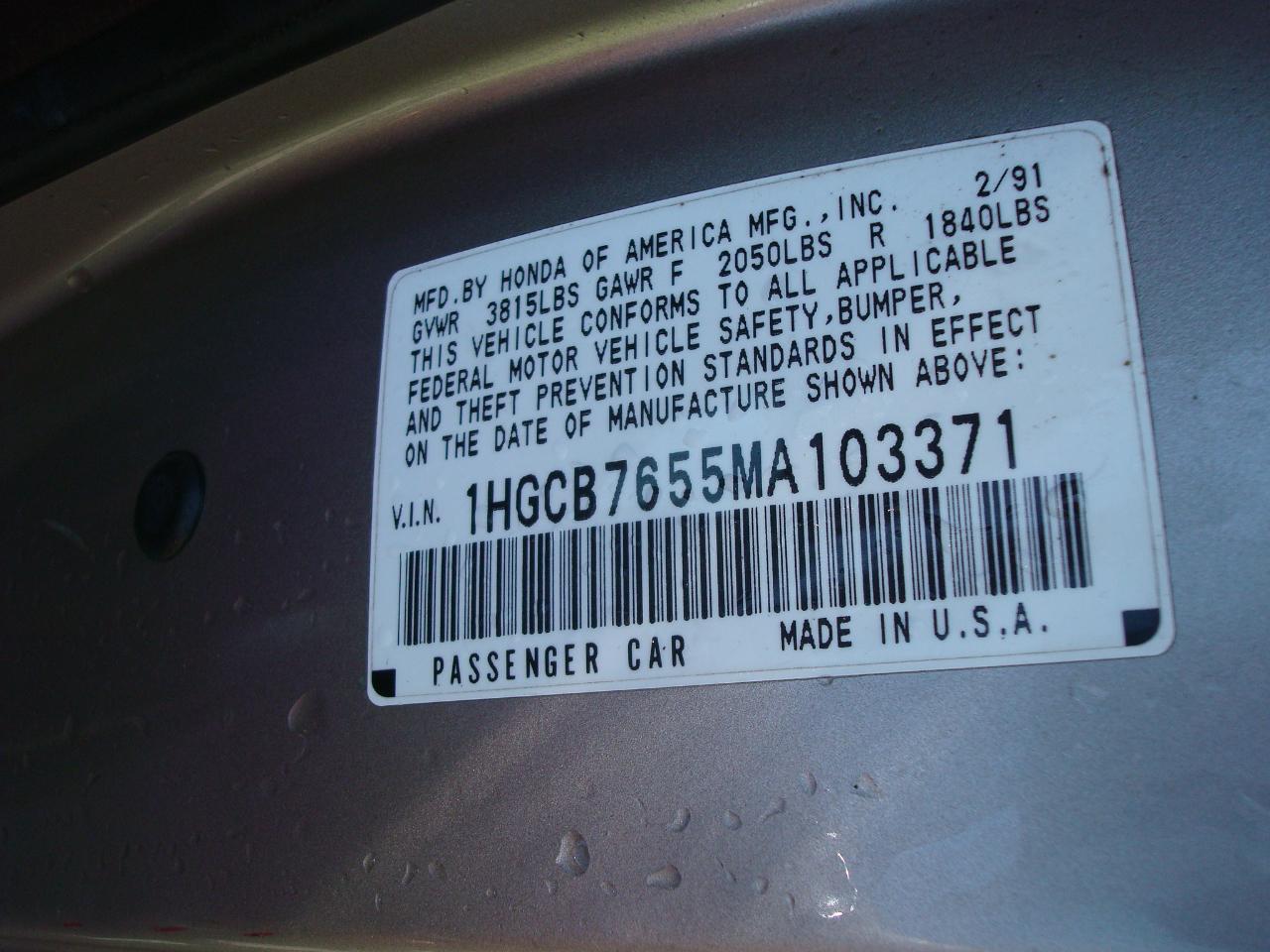 Honda Accord LX sedan 1991
