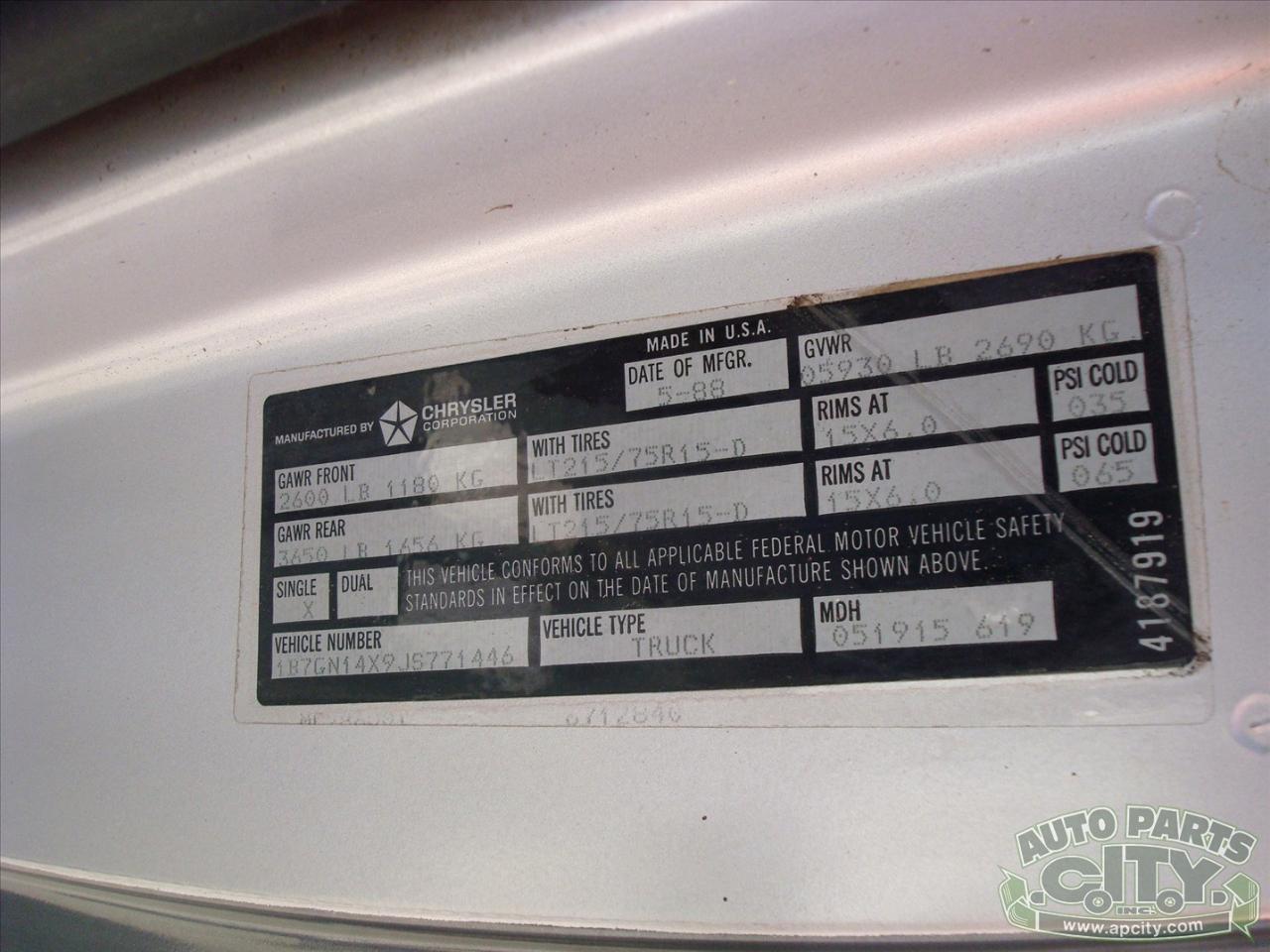 Dodge Dakota Reg. Cab 2WD 1988