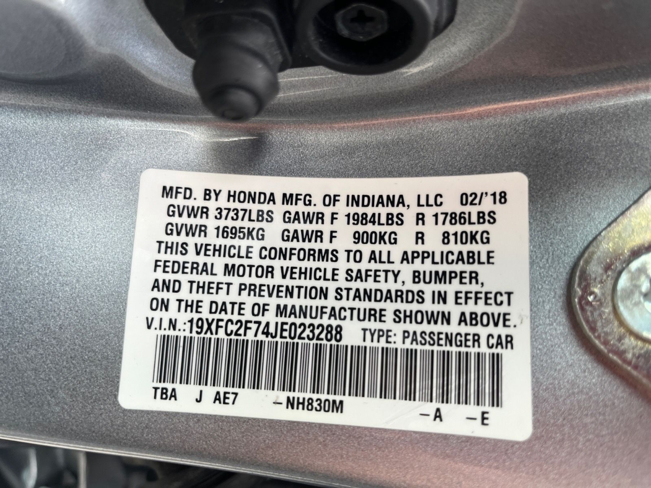 Honda Civic EX Sedan CVT 2018 Honda Civic EX Sedan CVT 2018