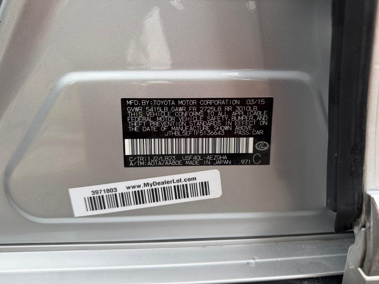 Lexus LS 460 Luxury Sedan 2015 Lexus LS 460 Luxury Sedan 2015