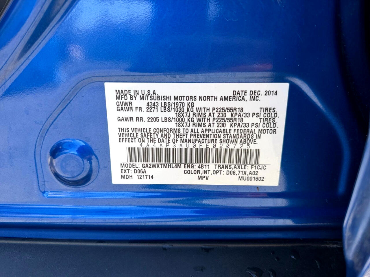 Mitsubishi Outlander Sport ES 2WD 2015