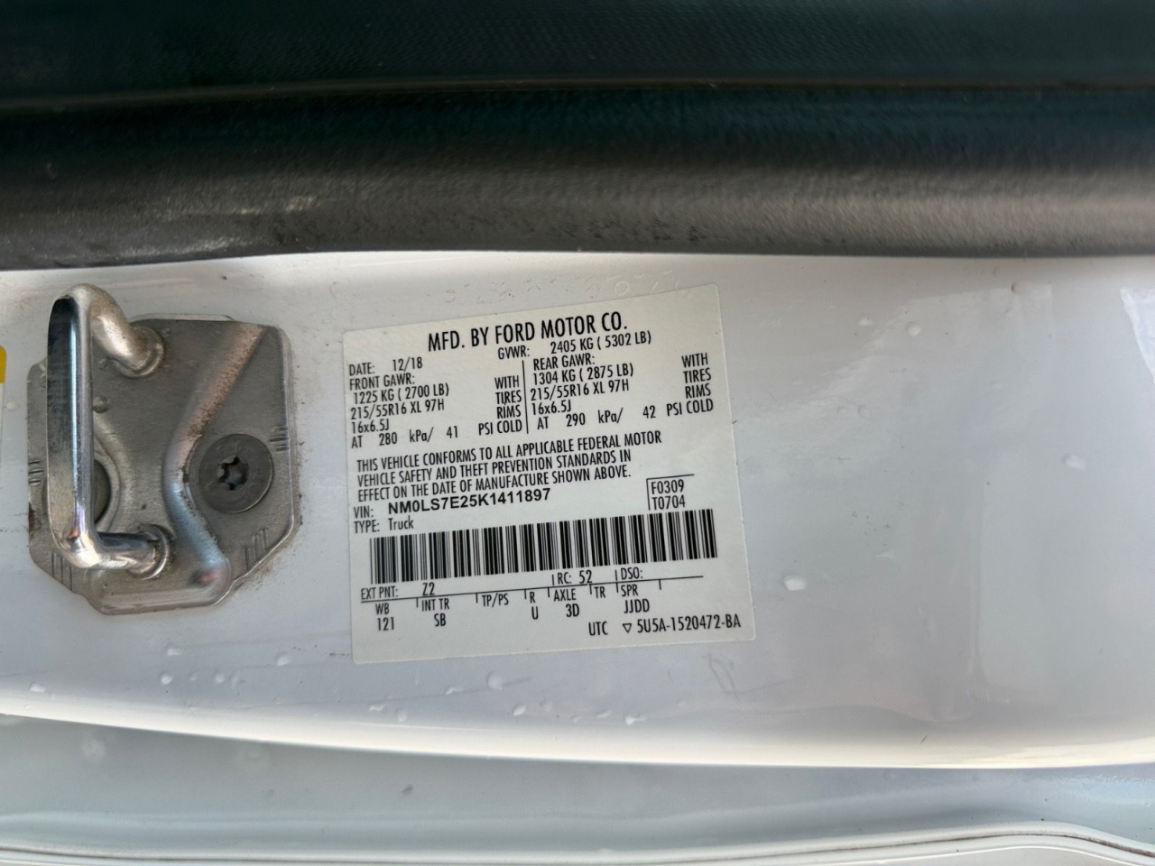 Ford Transit Connect Cargo Van XL LWB w/Rear 180 Degree Door 2019