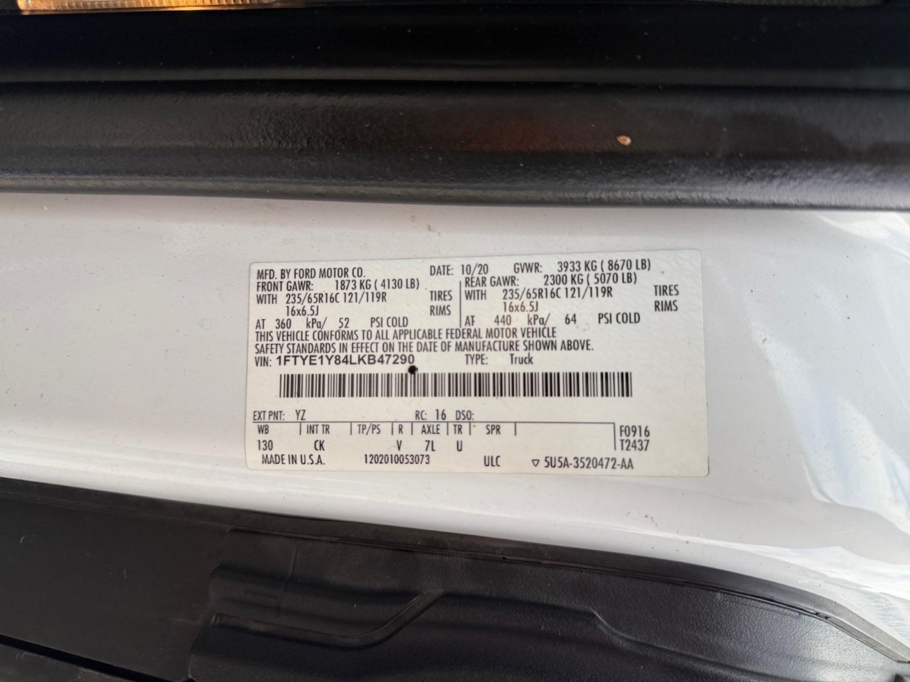 Ford Transit 150 Van Low Roof w/Sliding Pass. 130-in. WB 2020