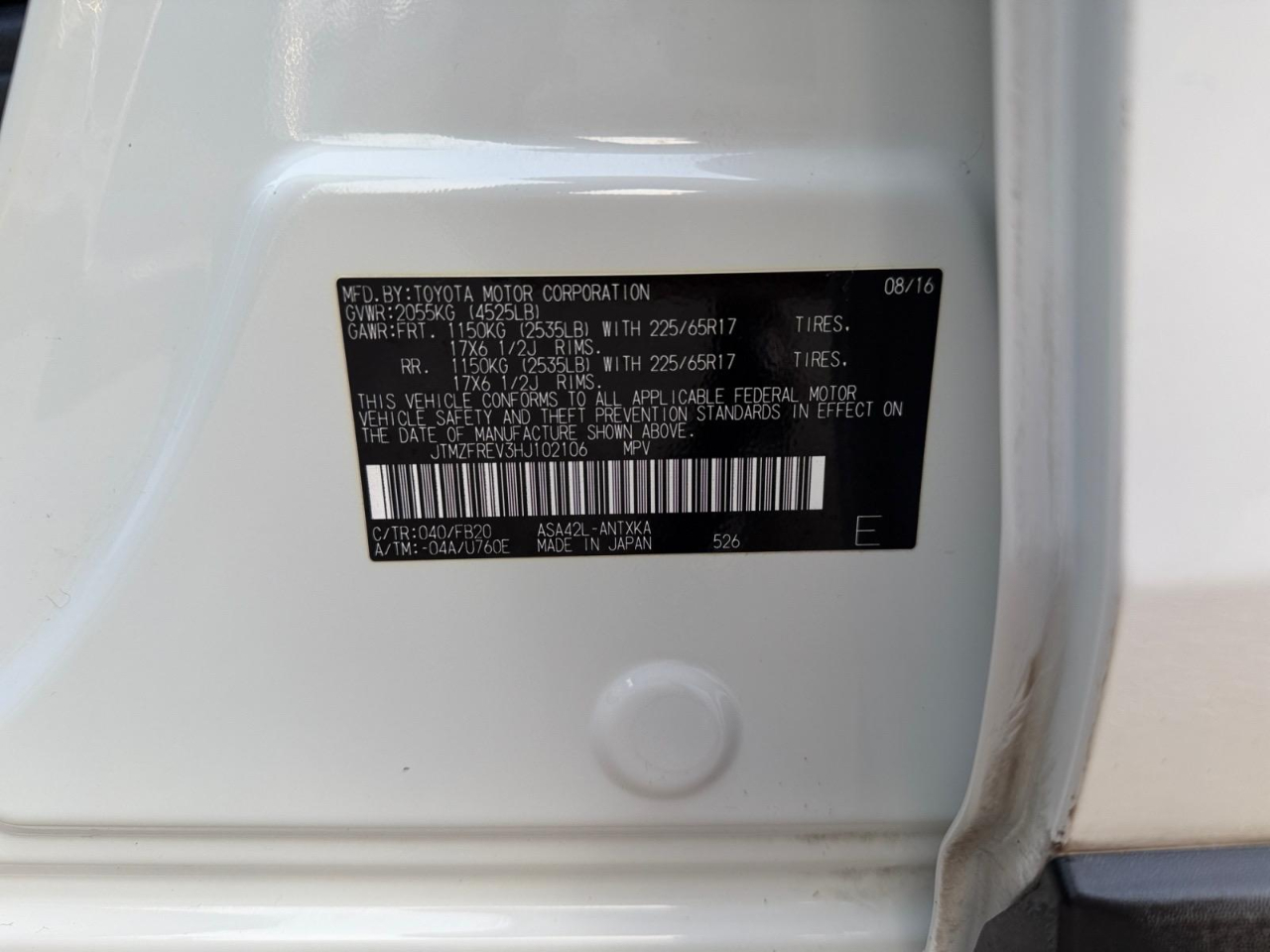 Toyota RAV4 LE FWD 2017