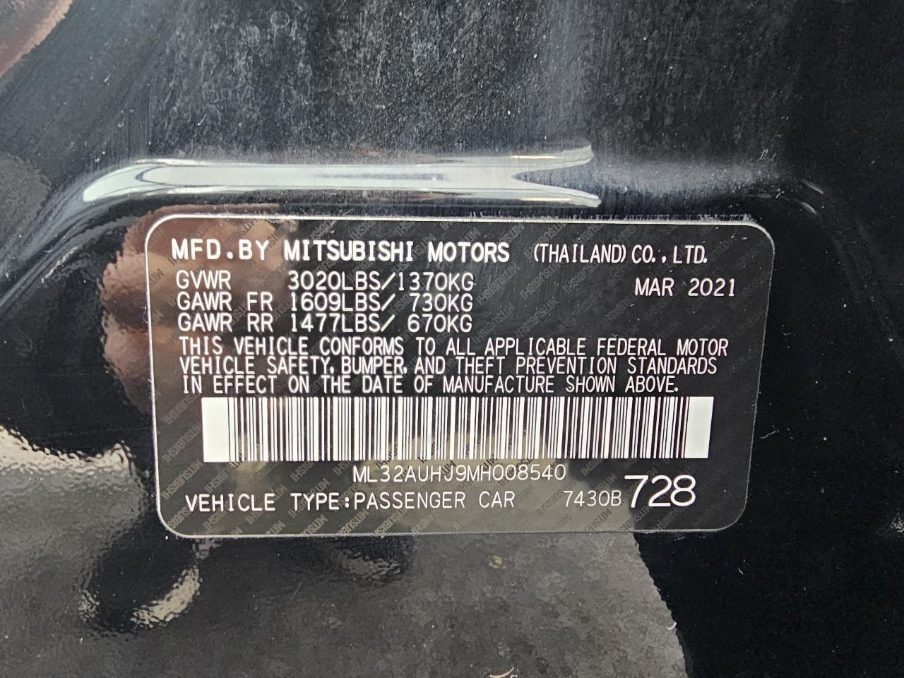 Mitsubishi Mirage ES CVT 2021