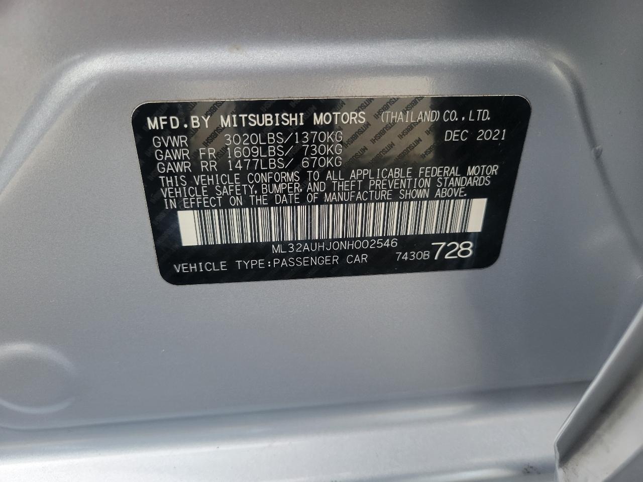 Mitsubishi Mirage ES CVT 2022