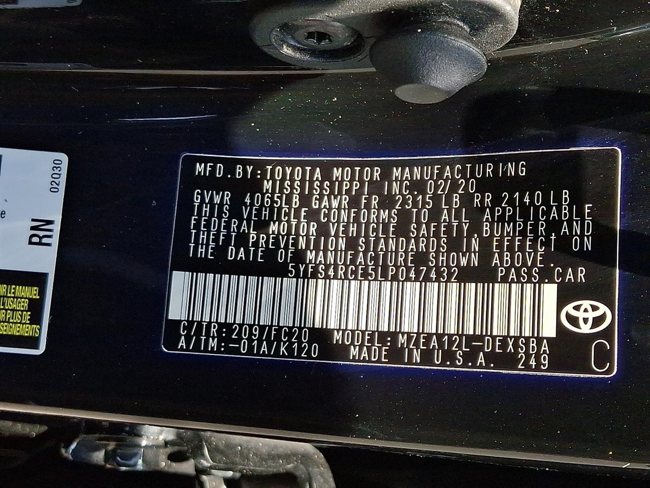 Toyota Corolla Nightshade CVT (Natl) 2020