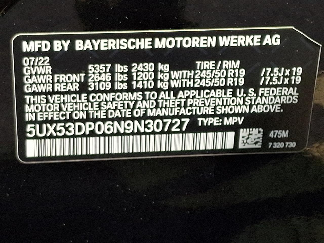 BMW X3 xDrive30i Sports Activity Vehicle 2022