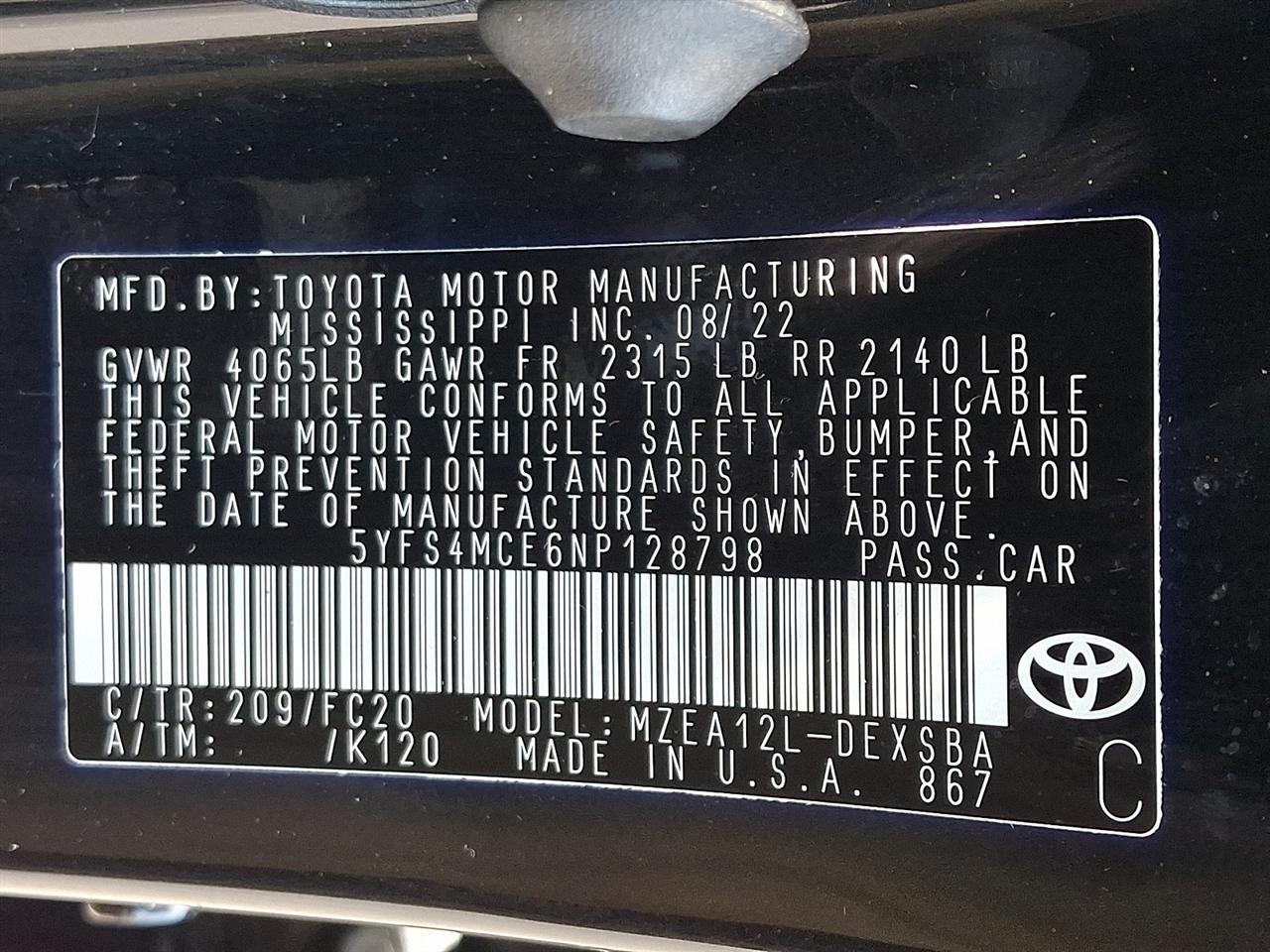 Toyota Corolla SE Nightshade CVT (Natl) 2022