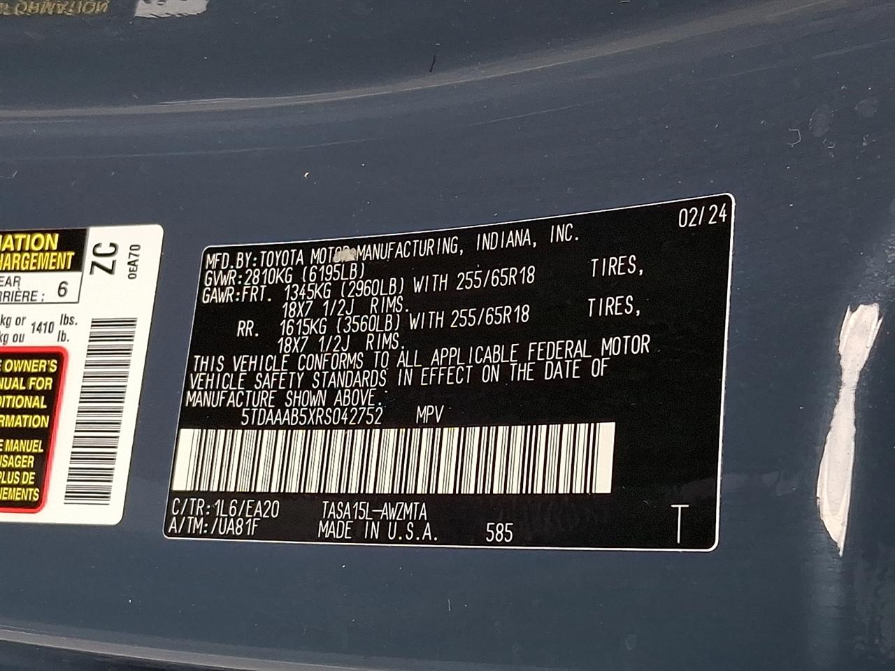Toyota Grand Highlander Platinum AWD (Natl) 2024