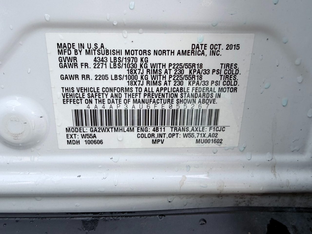 Mitsubishi Outlander Sport ES 2WD 2015