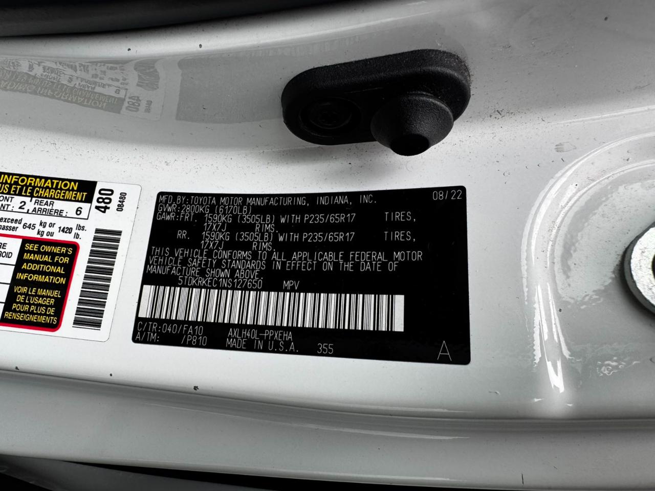 Toyota Sienna LE 8-Passenger 2022