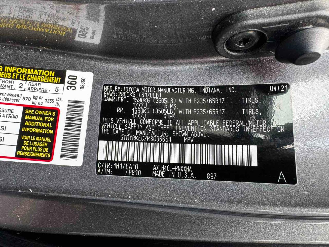 Toyota Sienna XLE 7-Passenger 2021