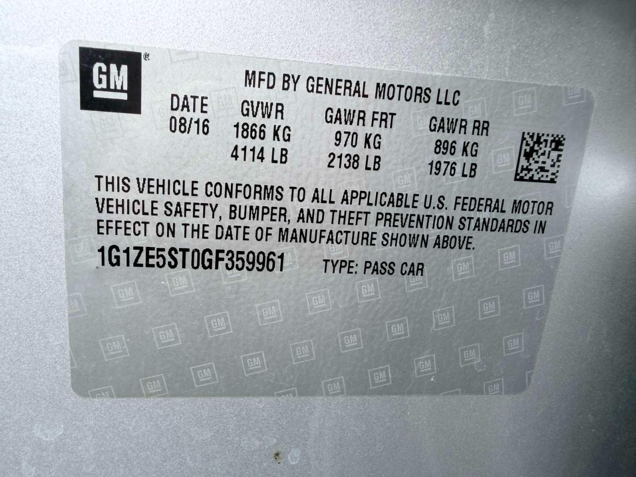 Chevrolet Malibu 4dr Sdn LT w/1LT 2016