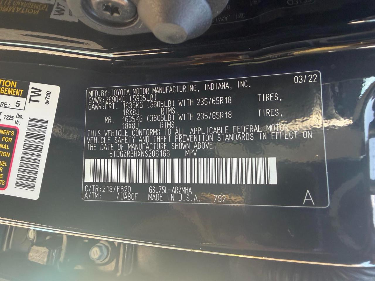 Toyota Highlander XLE 2022