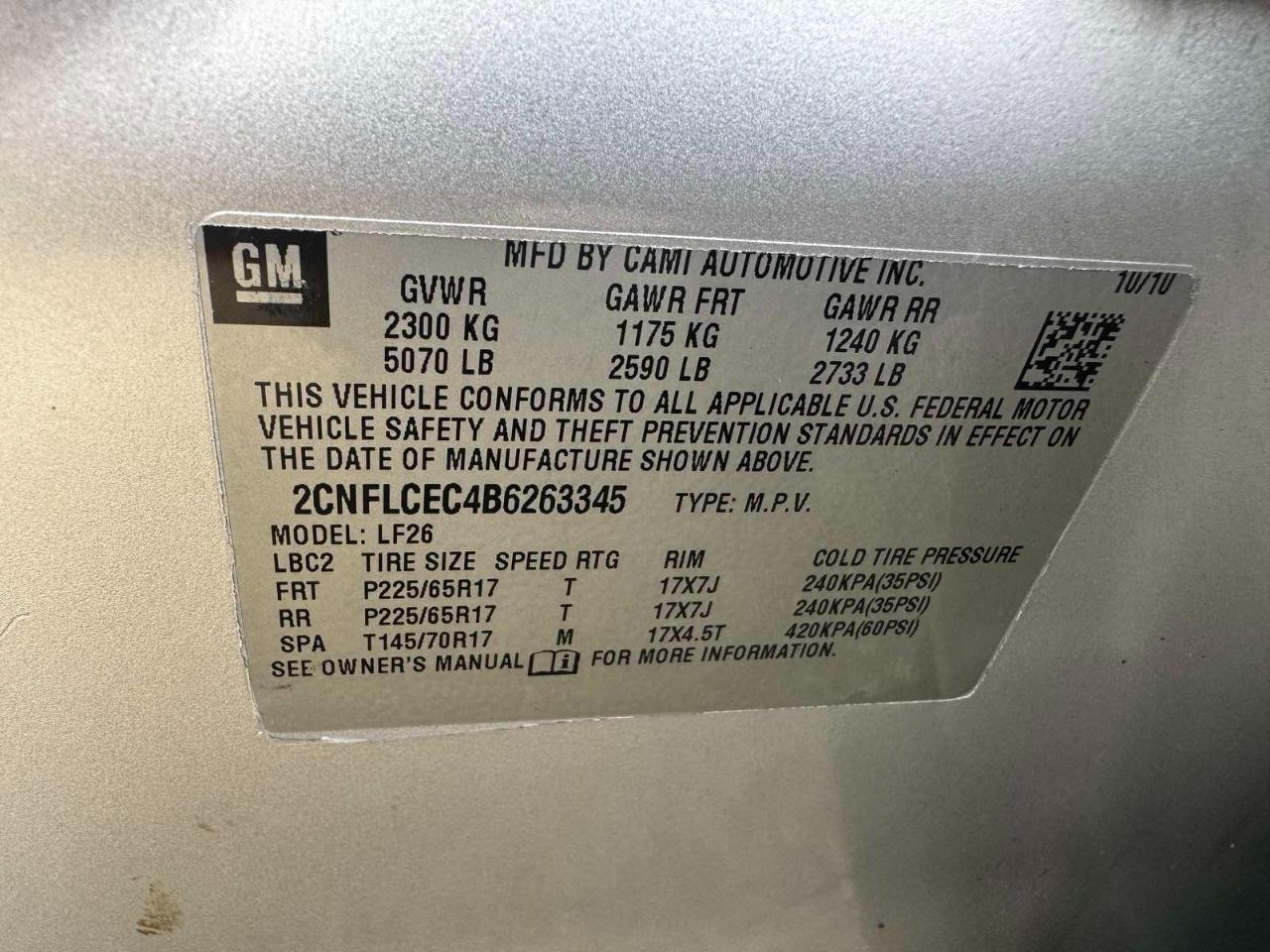 Chevrolet Equinox AWD 4dr LS 2011