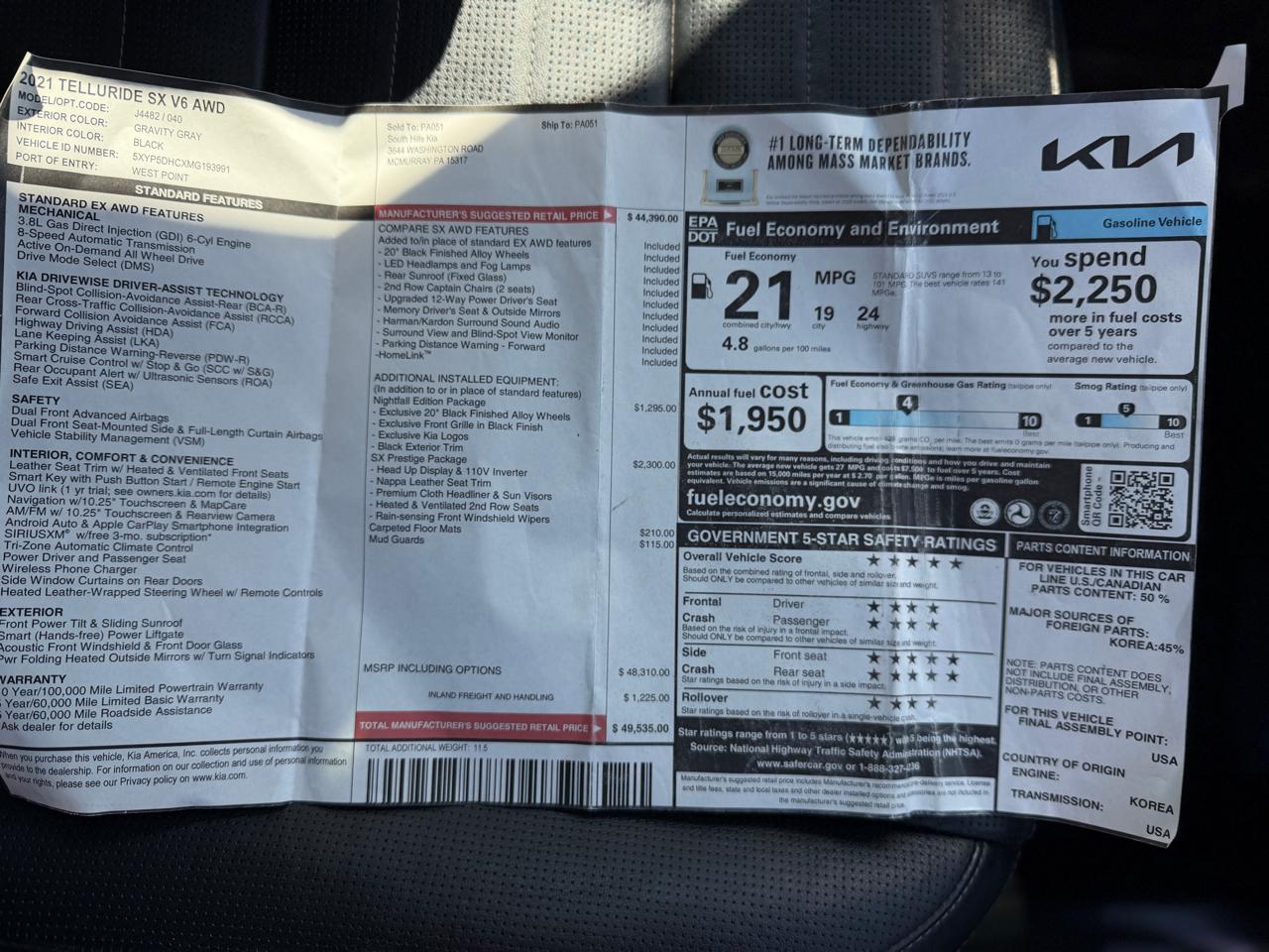 Kia Telluride SX AWD 2021