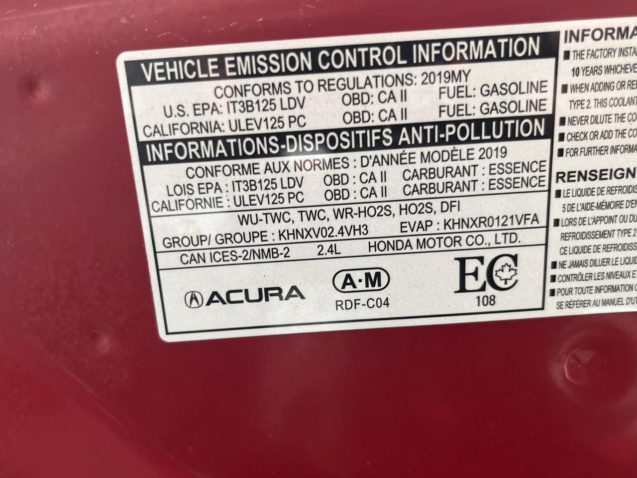 Acura TLX 2.4L FWD w/A-Spec Pkg 2019