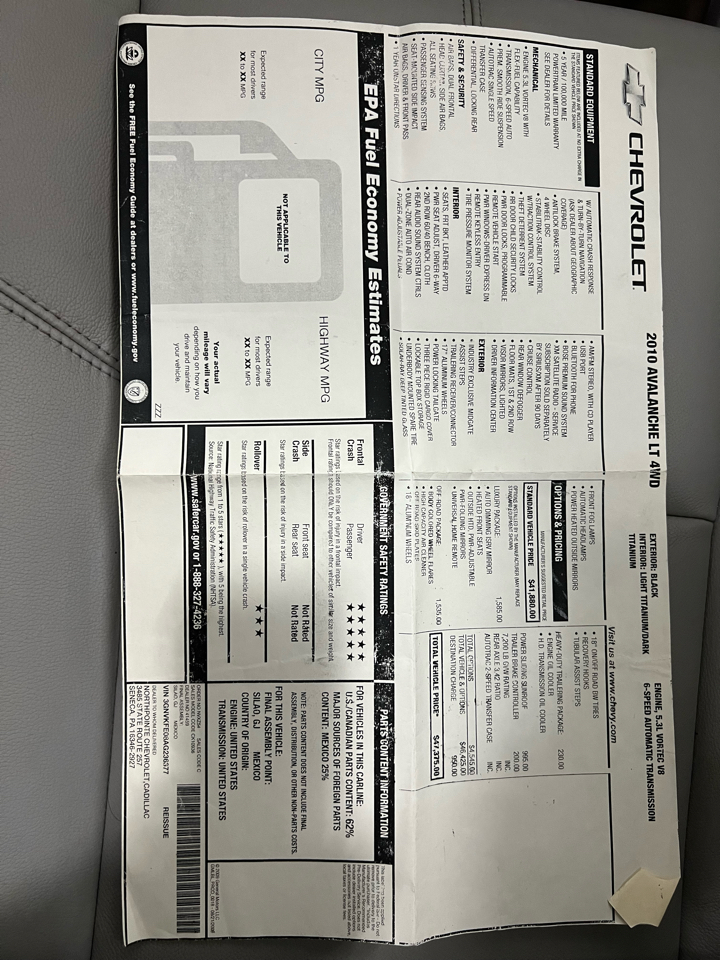 Chevrolet Avalanche LT 4WD 2010 Chevrolet Avalanche LT 4WD 2010