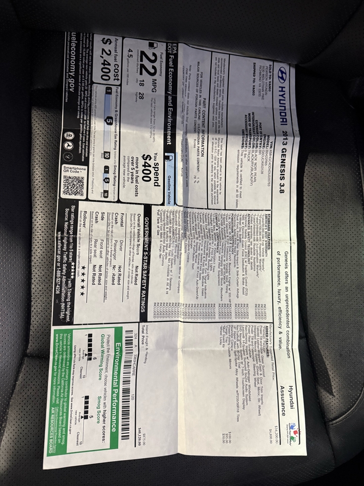 Hyundai Genesis 3.8L 2013