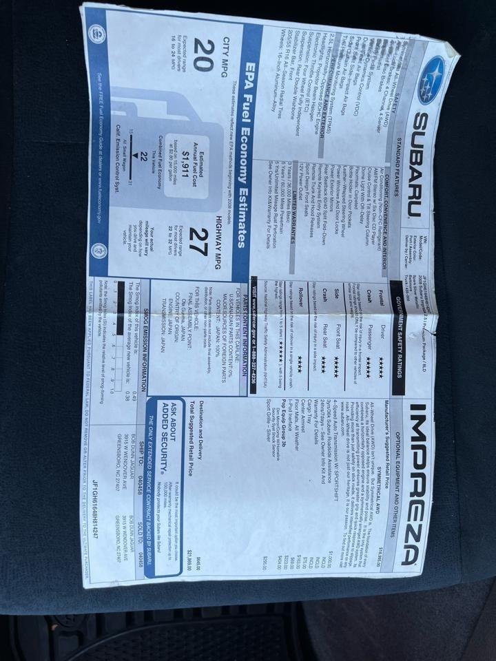 Subaru Impreza 2.5i 5-door 2008