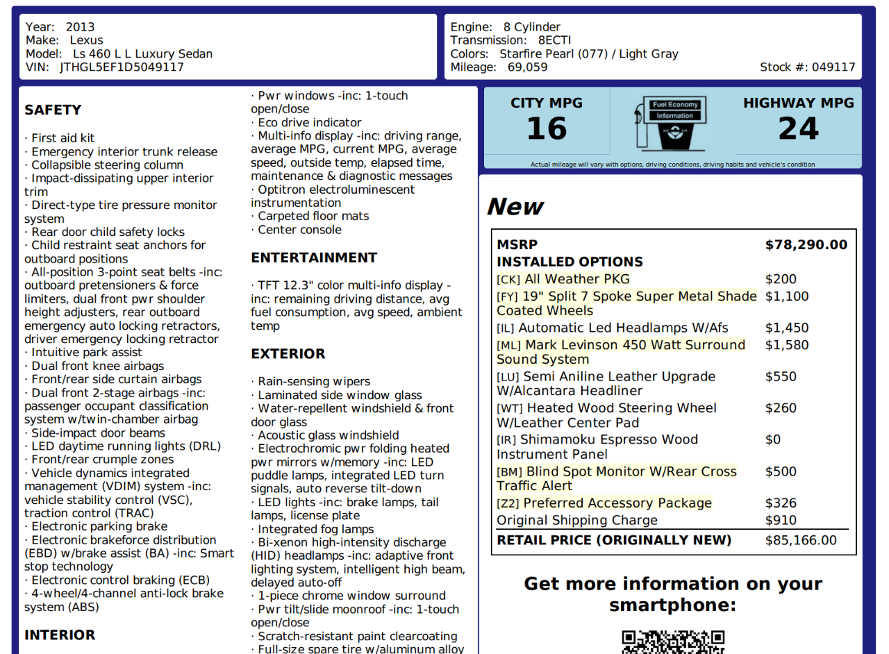 Lexus LS 460 L Luxury Sedan 2013