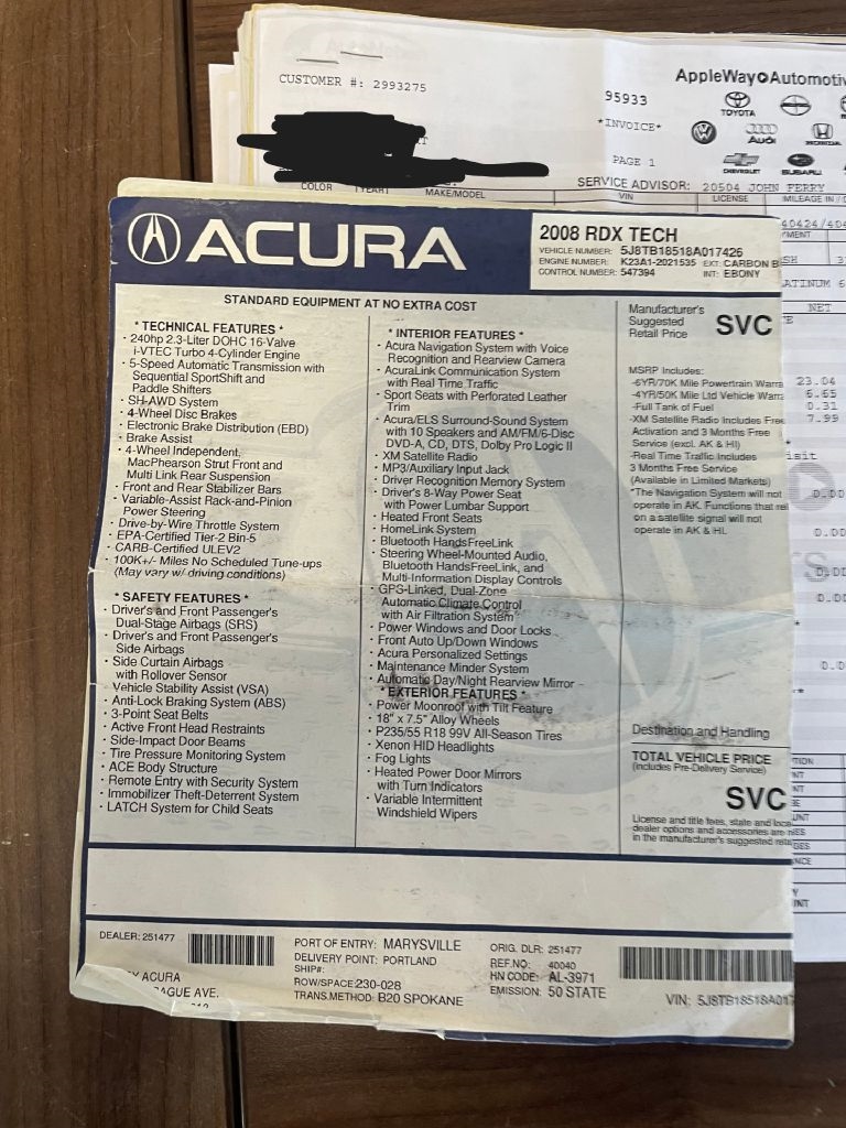 Acura RDX 5-Spd AT with Technology Package 2008