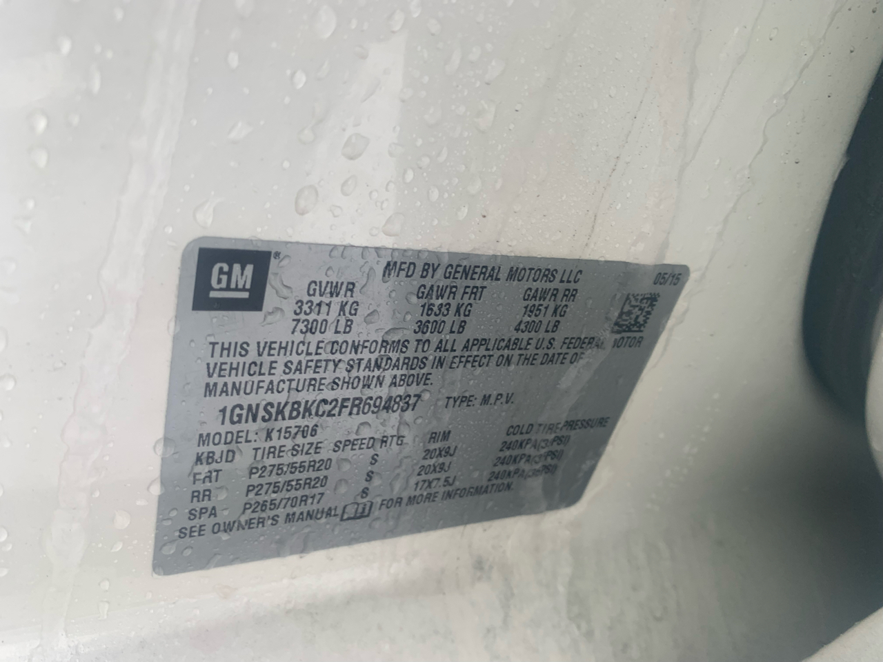 Chevrolet Tahoe LT 4WD 2015