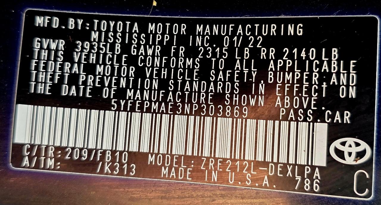 Toyota Corolla LE CVT (Natl) 2022