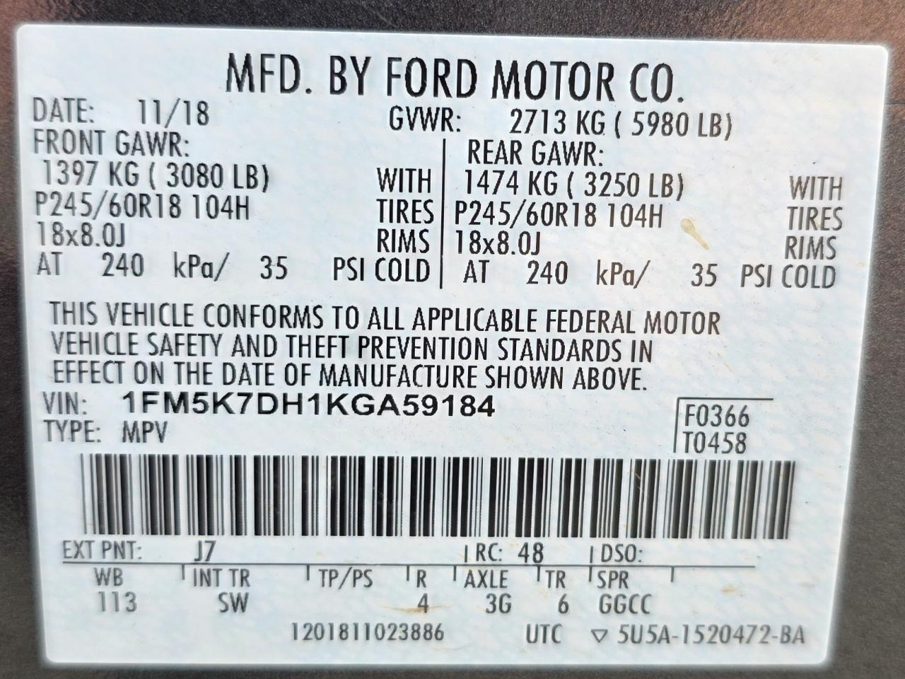 Ford Explorer XLT FWD 2019