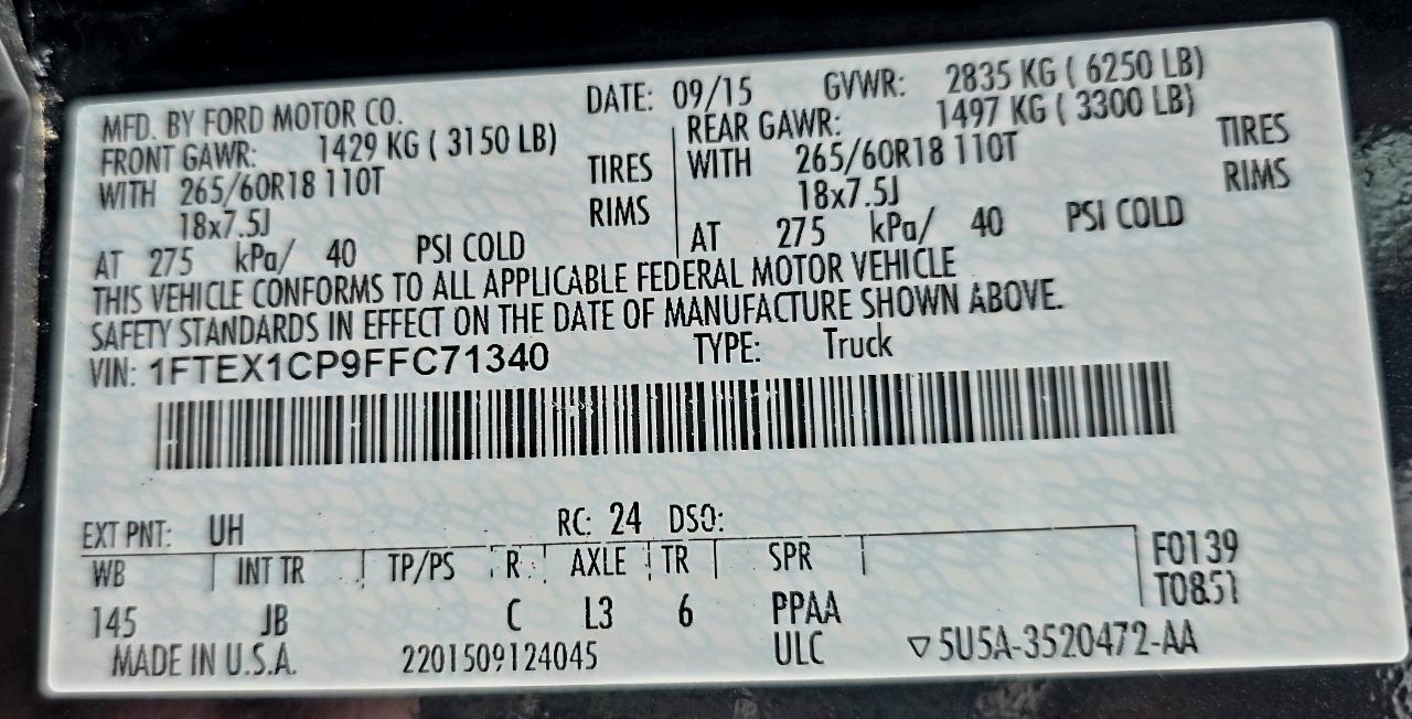 Ford F-150 2WD SuperCab 145" XLT 2015