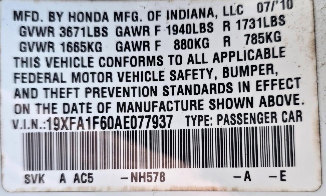 Honda Civic Sdn 4dr Auto LX-S 2010