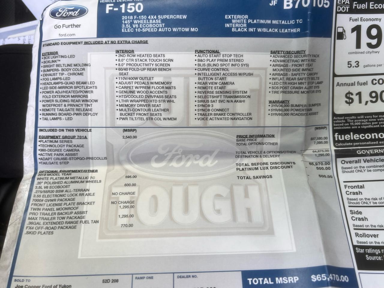 Ford F-150 Platinum 4WD SuperCrew 5.5' Box 2018