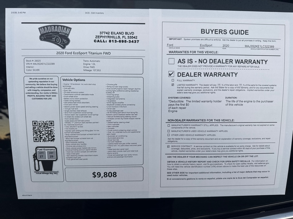 Ford EcoSport Titanium FWD 2020