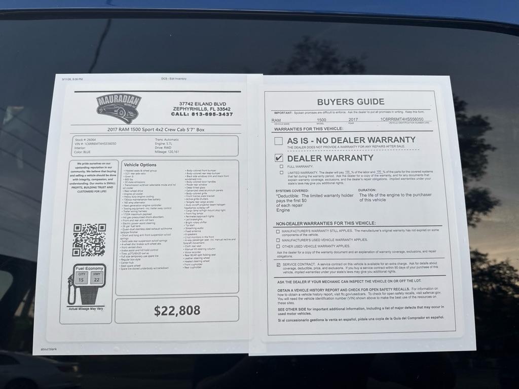 RAM 1500 Sport 4x2 Crew Cab 5'7" Box 2017