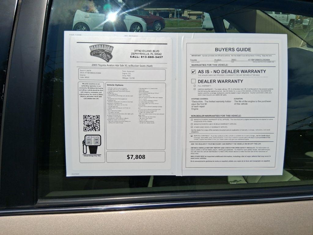 Toyota Avalon 4dr Sdn XLS w/Bench Seat (Natl) 2003