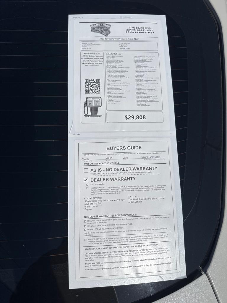 Toyota GR86 Premium Auto (Natl) 2023