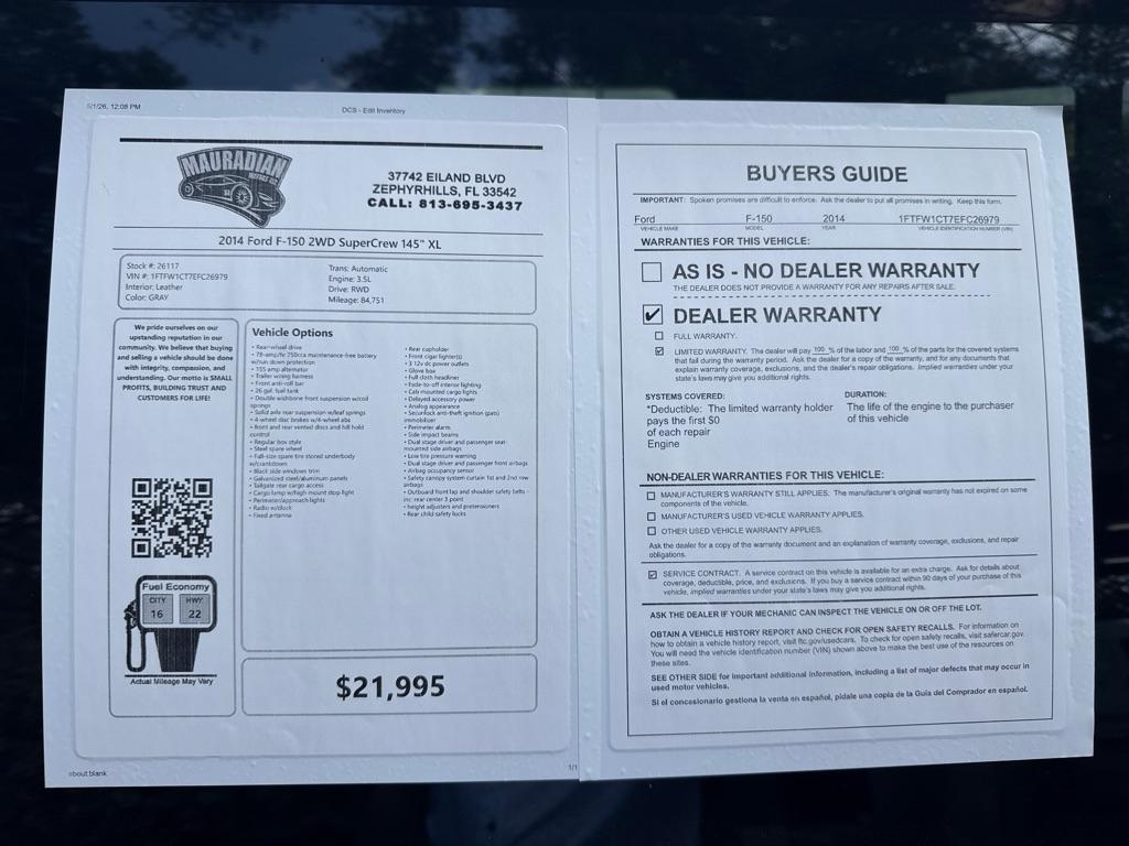 Ford F-150 2WD SuperCrew 145" XL 2014