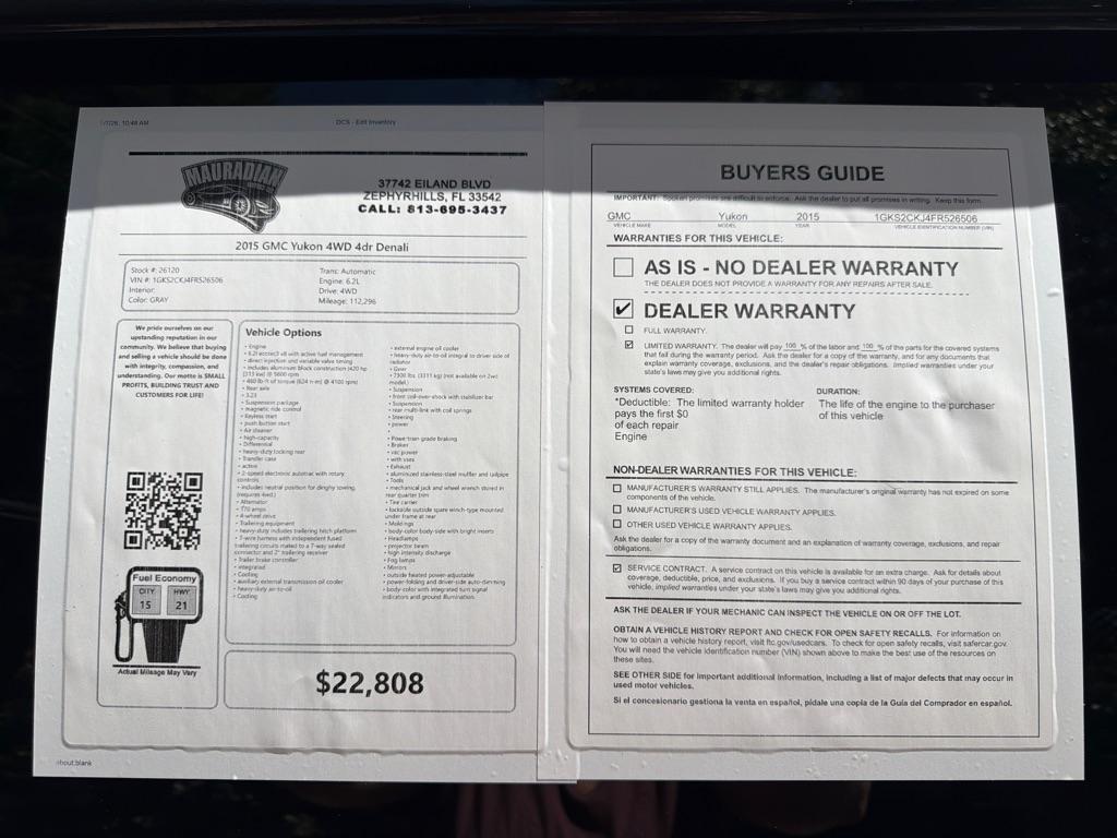 GMC Yukon 4WD 4dr Denali 2015