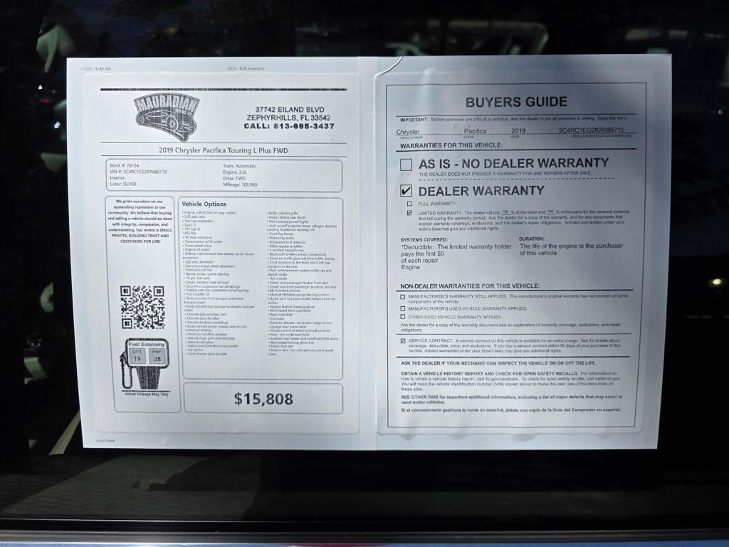 Chrysler Pacifica Touring L Plus FWD 2019