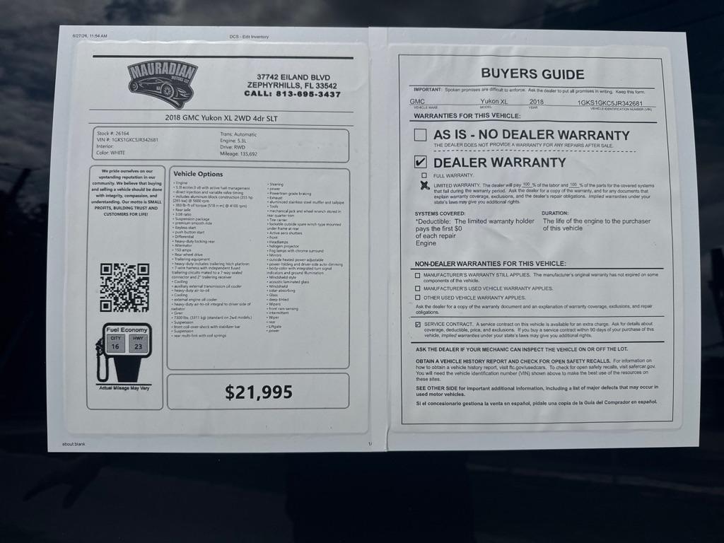 GMC Yukon XL 2WD 4dr SLT 2018