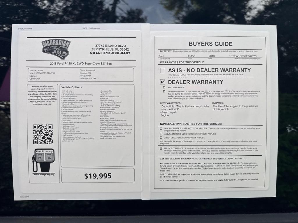 Ford F-150 XL 2WD SuperCrew 5.5' Box 2018