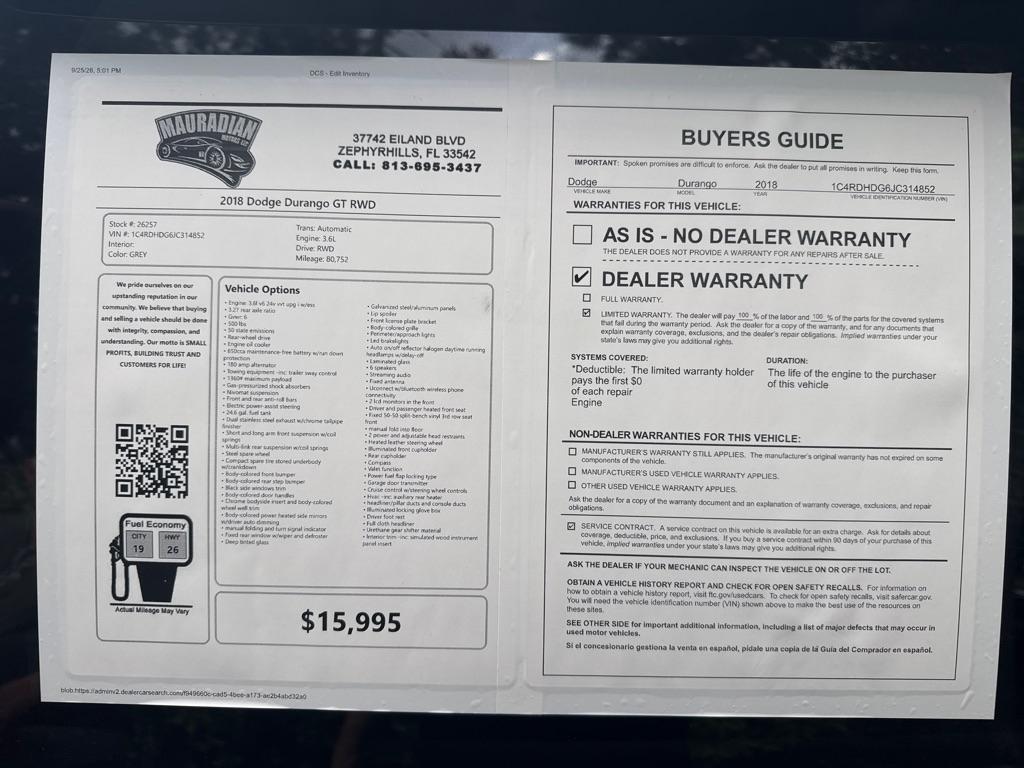 Dodge Durango GT RWD 2018