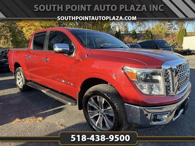 Red 2018 Nissan Titan Pickup Truck Four-Wheel Drive Automatic