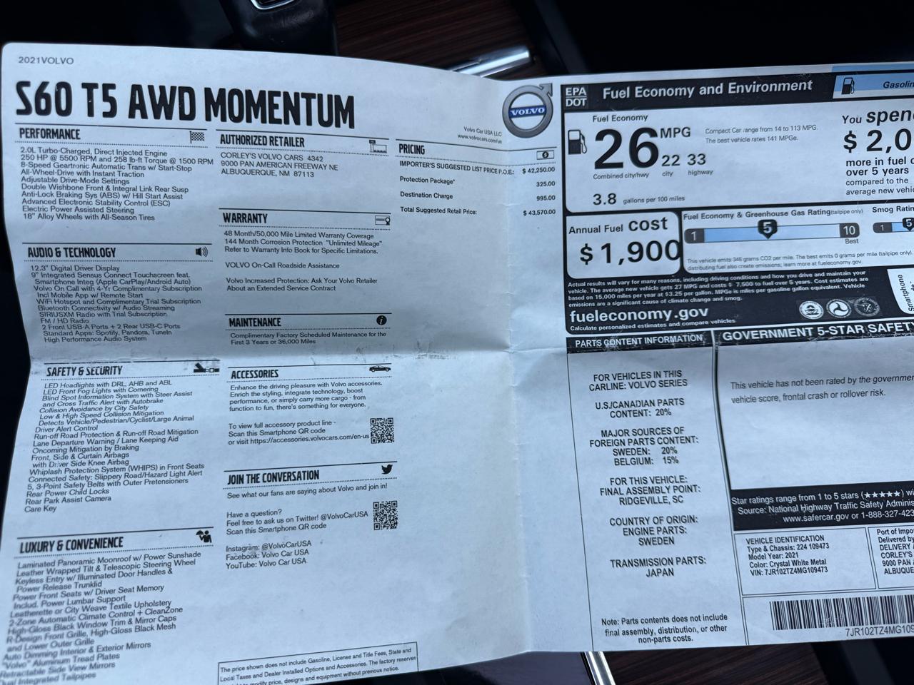 Volvo S60 T5 Momentum 2021