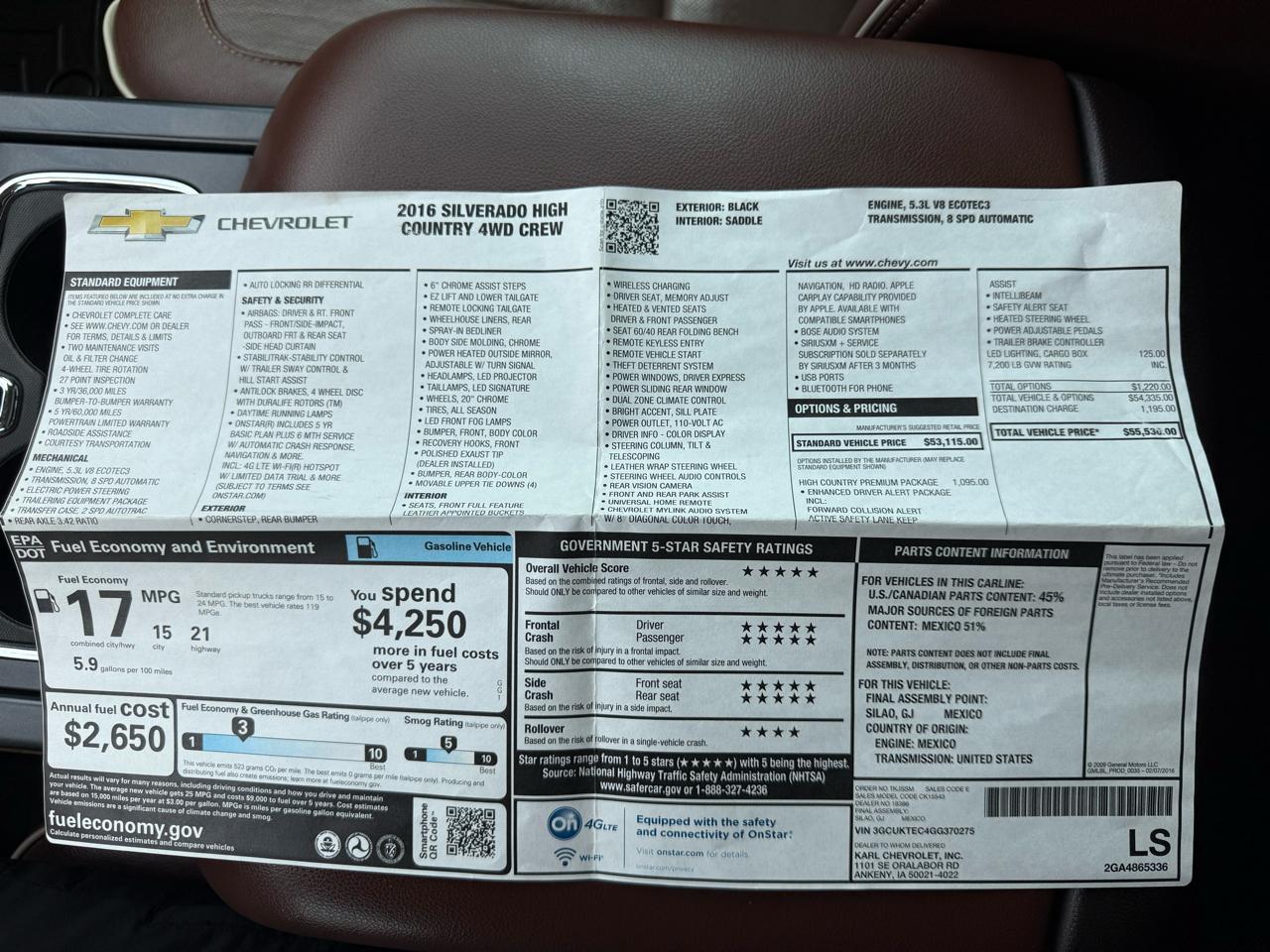 Chevrolet Silverado 1500 High Country Crew Cab 4WD 2016