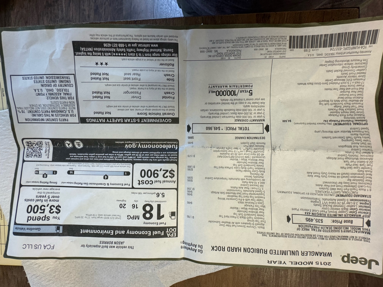 Jeep Wrangler Unlimited Rubicon 4WD 2015