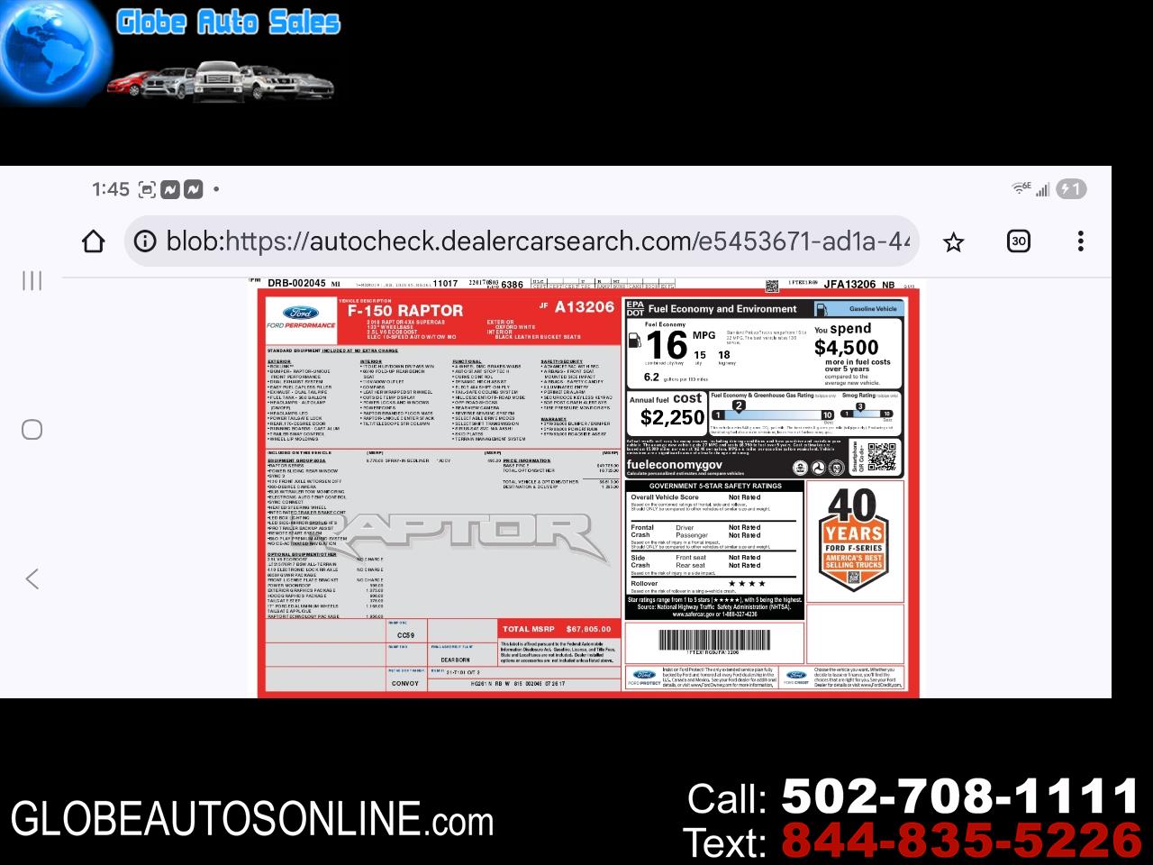 2018 Ford F-150 RAPTOR
